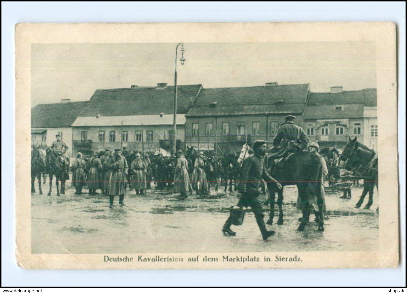 U4794/ Marktplatz In Sieradz  Deutsche Kavalleristen  Polen AK 1915 - Polonia