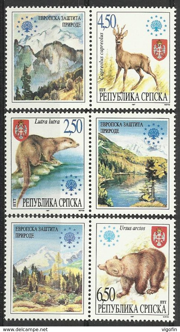 BHRS 1997-66-8 FAUNA, BOSNA AND HERZEGOVINA-R.SRPSKA, 1 X 3v LABEL, MNH - Bosnia Erzegovina