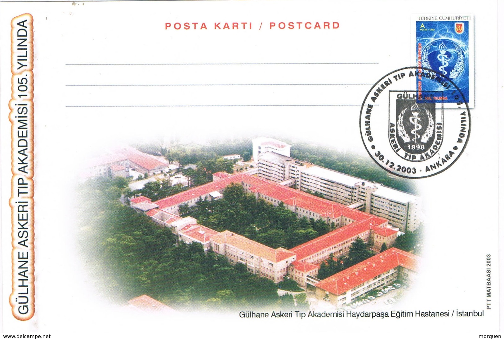 33268. Tarjeta Maxima Entero Postal ANKARA (Turquia) 2003. Academia Medicina. - Postal Stationery