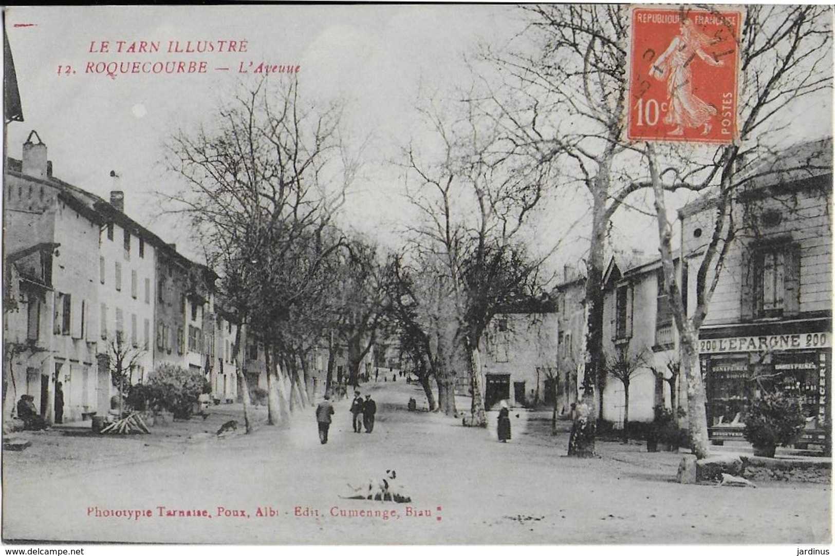 ROQUECOURBE ( Tarn Illustré ) : L'Avenue Et Le Commerce L'Epargne (1911) - Roquecourbe
