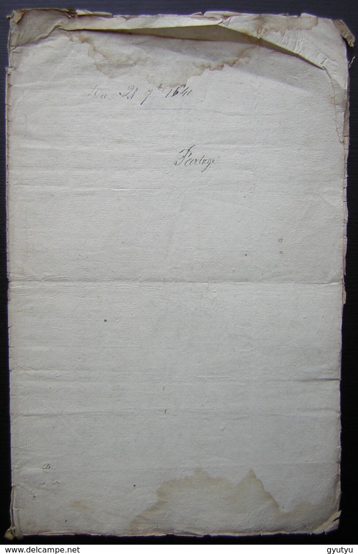 1640 Ferme De Mermont Crépy Partage Entre La Famille Charmoluë De Billy Etc Devant Pierre Benoît Procureur  à Compiègne - Manuscripts