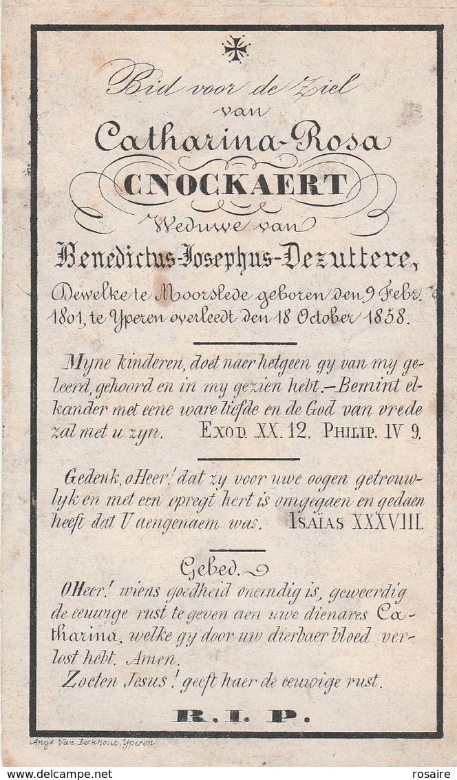 Catharina Rosa Cnockaert-moorslede 1801-yperen 1858 - Images Religieuses