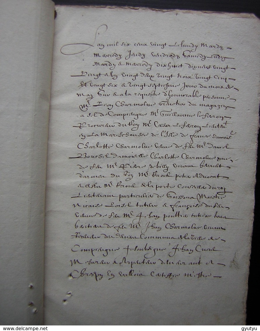 1620 Manuscrit de 54 pages désignation des terres de Mr  Charmoluë au terroir de Mermont (Crépy  en Valois)