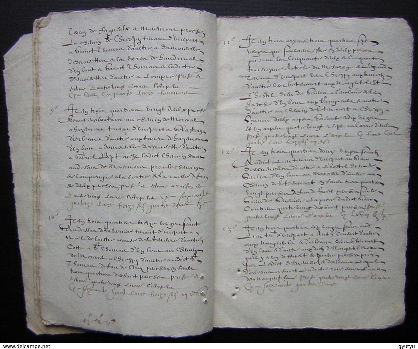 1620 Manuscrit de 54 pages désignation des terres de Mr  Charmoluë au terroir de Mermont (Crépy  en Valois)