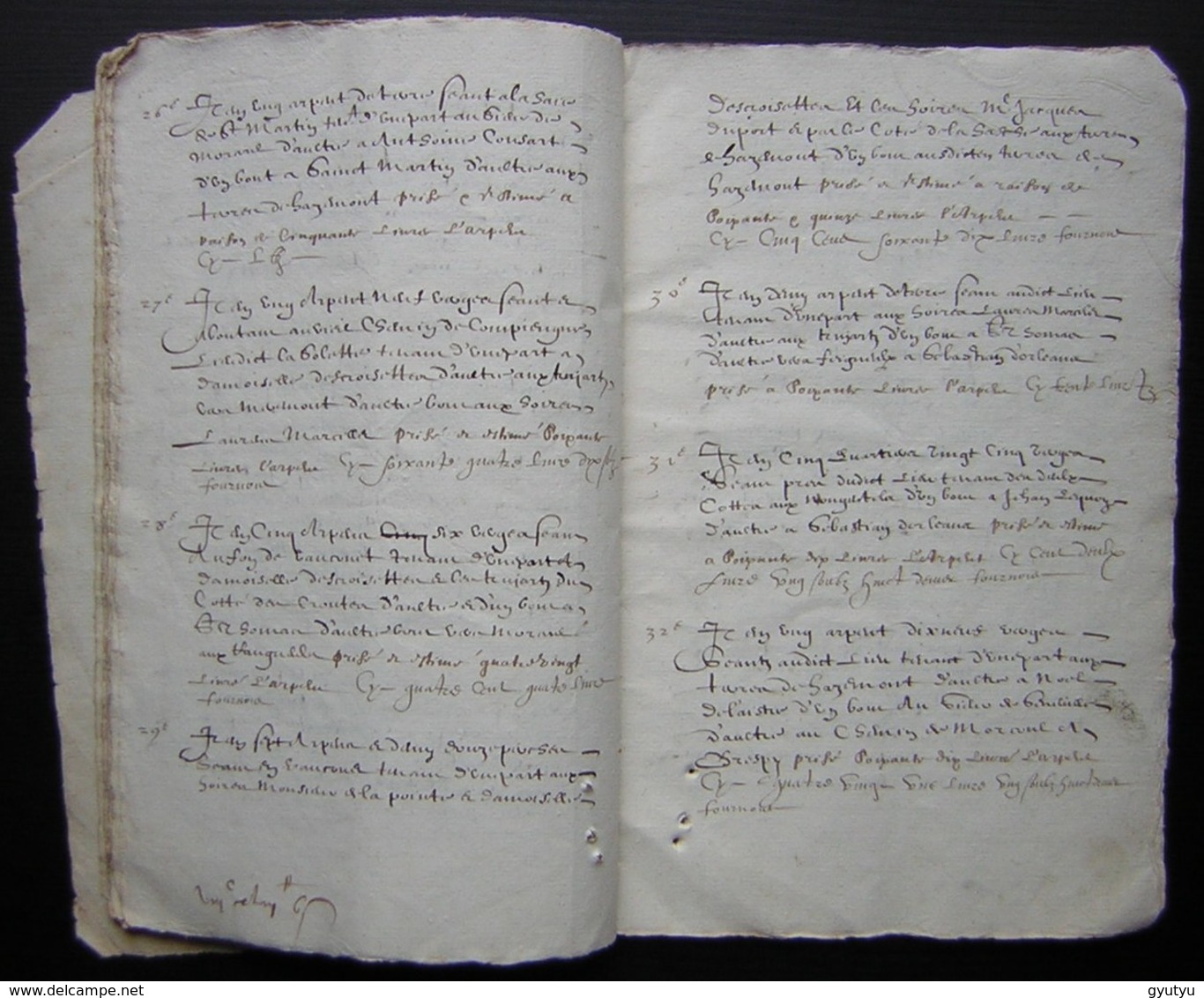 1620 Manuscrit de 54 pages désignation des terres de Mr  Charmoluë au terroir de Mermont (Crépy  en Valois)