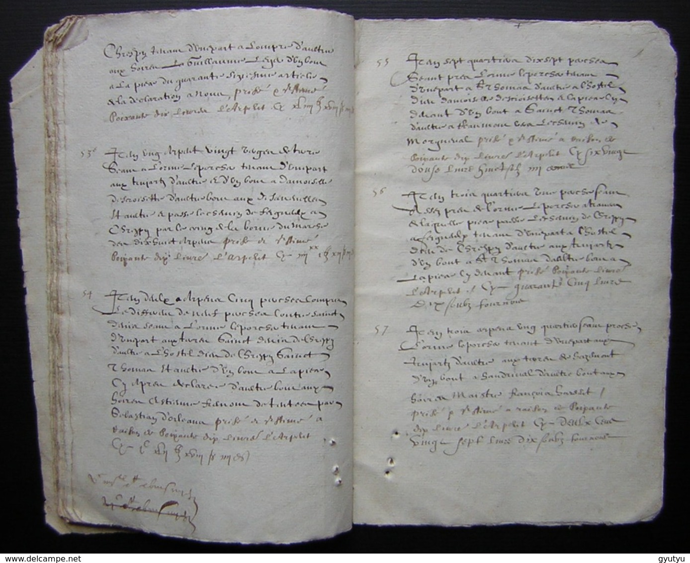 1620 Manuscrit de 54 pages désignation des terres de Mr  Charmoluë au terroir de Mermont (Crépy  en Valois)