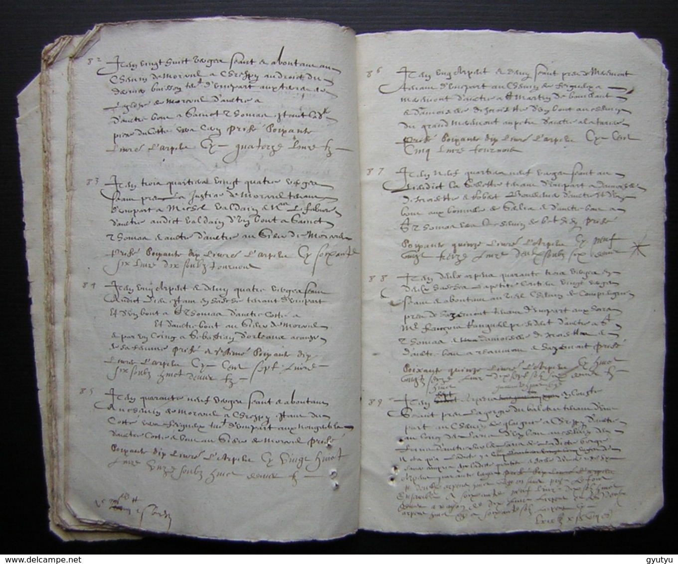 1620 Manuscrit de 54 pages désignation des terres de Mr  Charmoluë au terroir de Mermont (Crépy  en Valois)