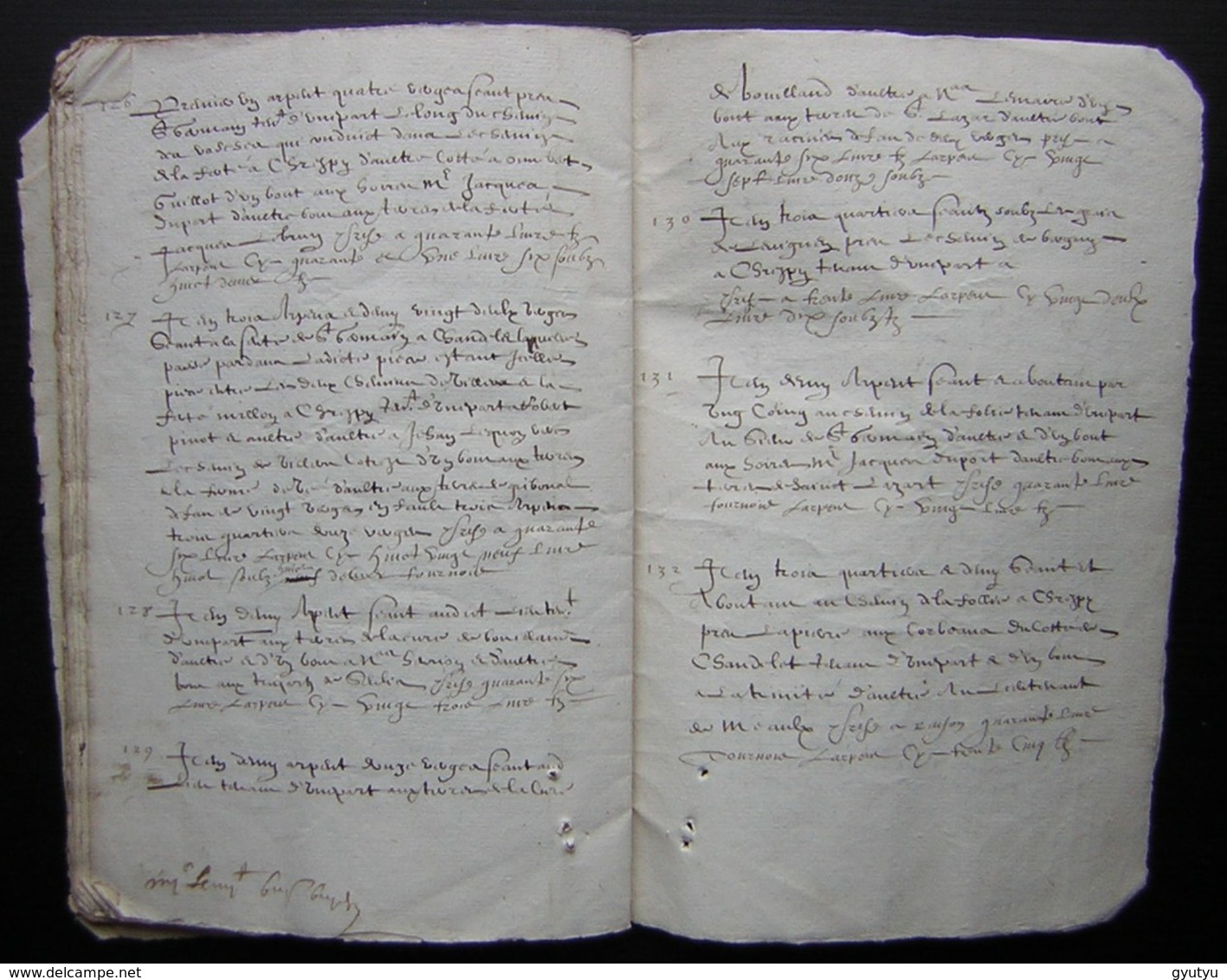 1620 Manuscrit de 54 pages désignation des terres de Mr  Charmoluë au terroir de Mermont (Crépy  en Valois)