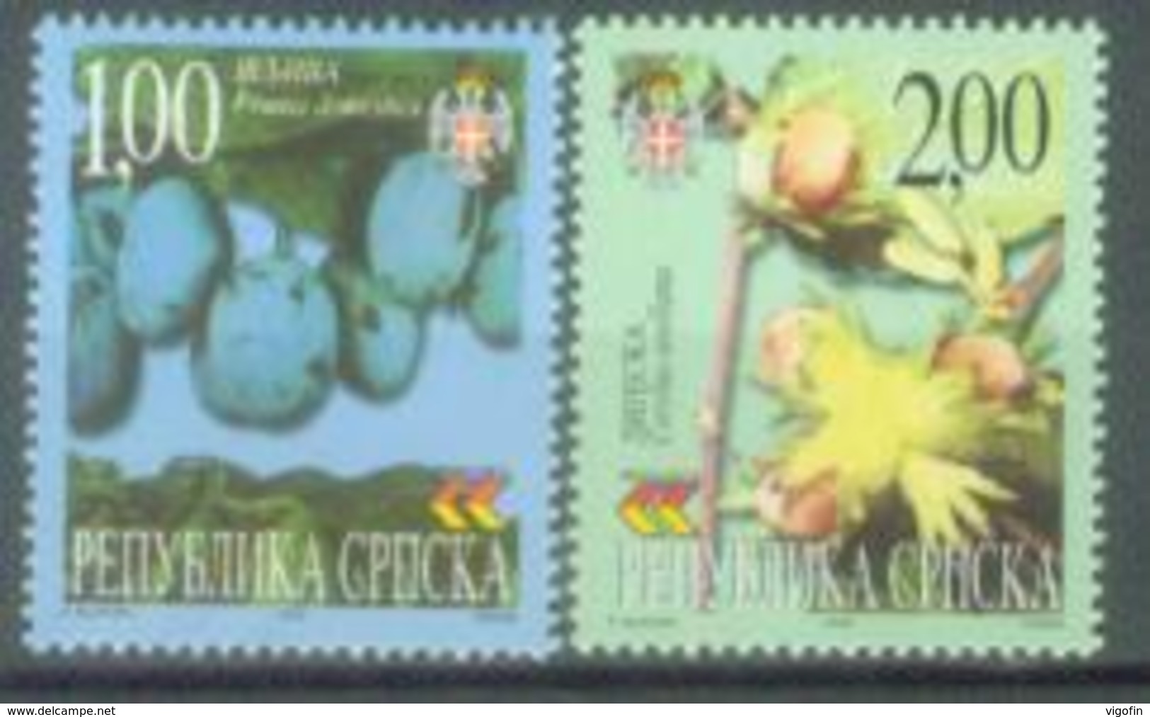 BHRS 2000-160-1 FLORA, BOSNA AND HERZEGOVINA-R.SRPSKA, 1 X 2v, MNH - Fruits