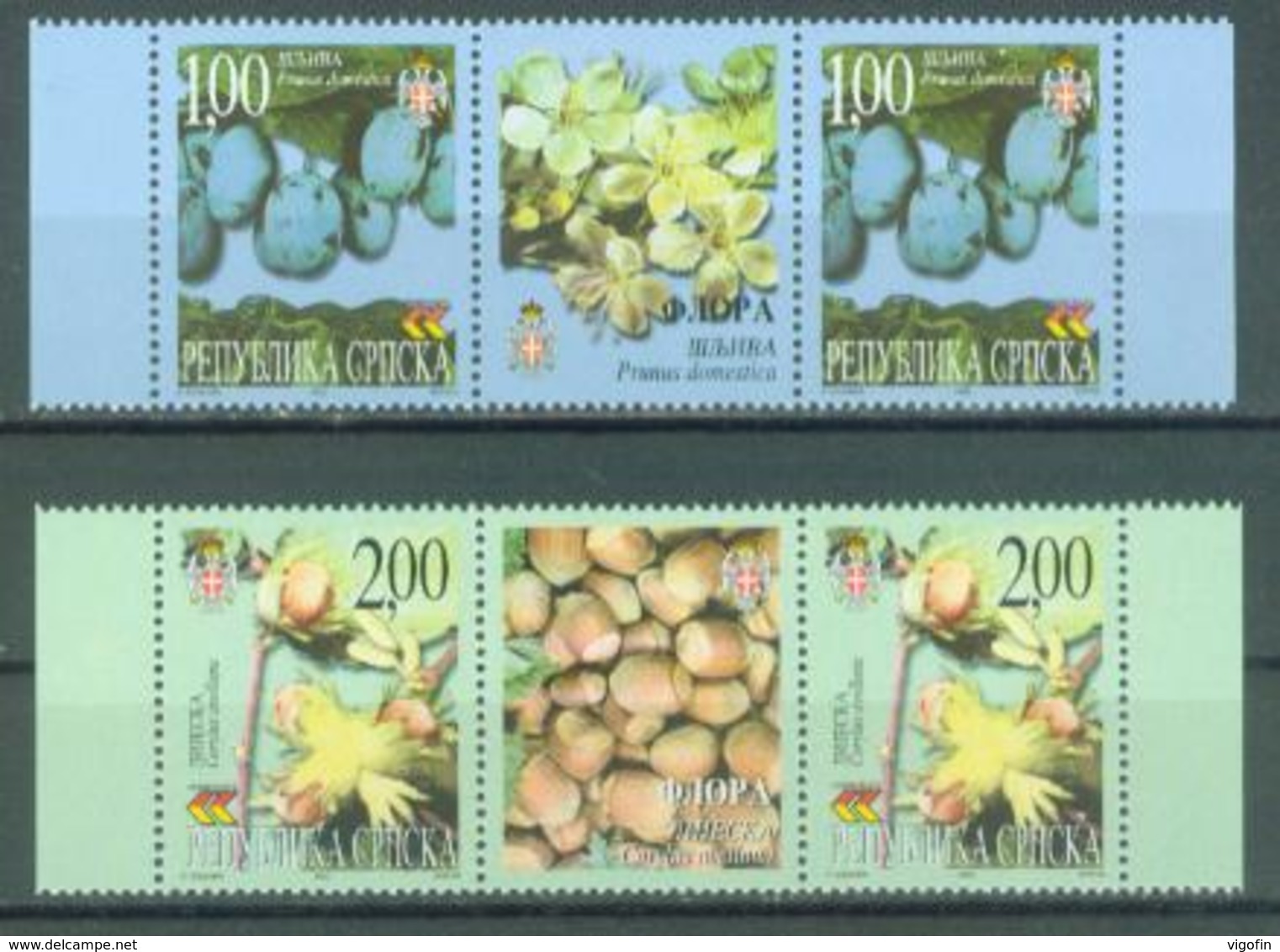 BHRS 2000-160-1 FLORA, BOSNA AND HERZEGOVINA-R.SRPSKA, 2 X 2v + Labels, MNH - Bosnie-Herzegovine