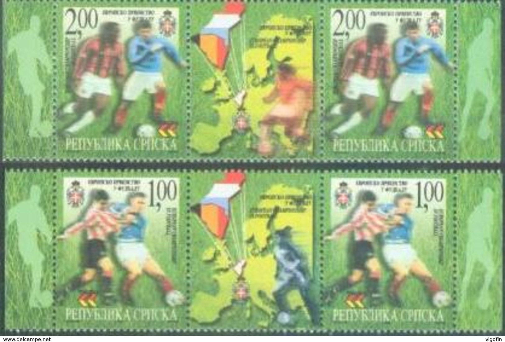 BHRS 2000-170-1 EU CUP FOOTBALL, BOSNA AND HERZEGOVINA-R.SRPSKA, 2 X 2v + Labels, MNH - Bosnia Erzegovina