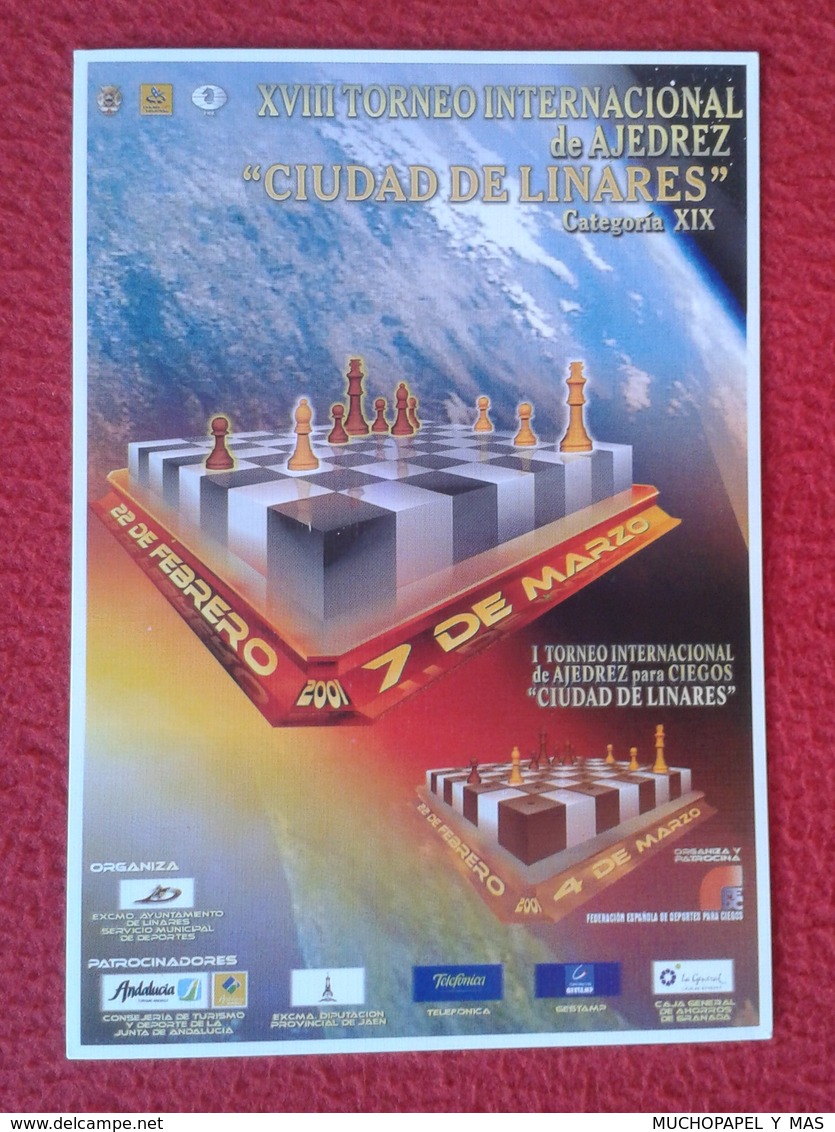 POSTAL POST CARD AJEDREZ CHESS Échecs SCHACH XADREZ XVIII TORNEO CIUDAD DE LINARES 2001 SPAIN ESPAÑA CATEGORÍA XIX VER F - Otros & Sin Clasificación