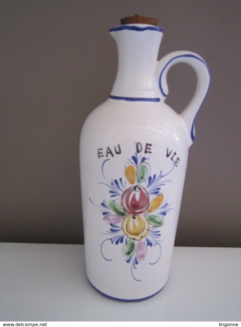 BOUTEILLE VIDE CÉRAMIQUE OU FAÏENCE EAU DE VIE PEINT A LA MAIN Avec Bouchon Haut : 27 Cm Env - Spirits