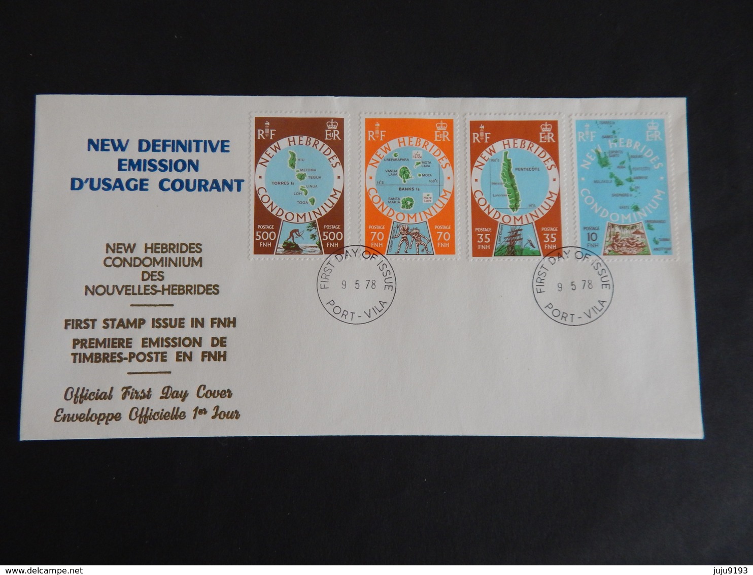 NOUVELLES HEBRIDES ENVELOPPE 1ER JOUR 9/5/1978 - FDC