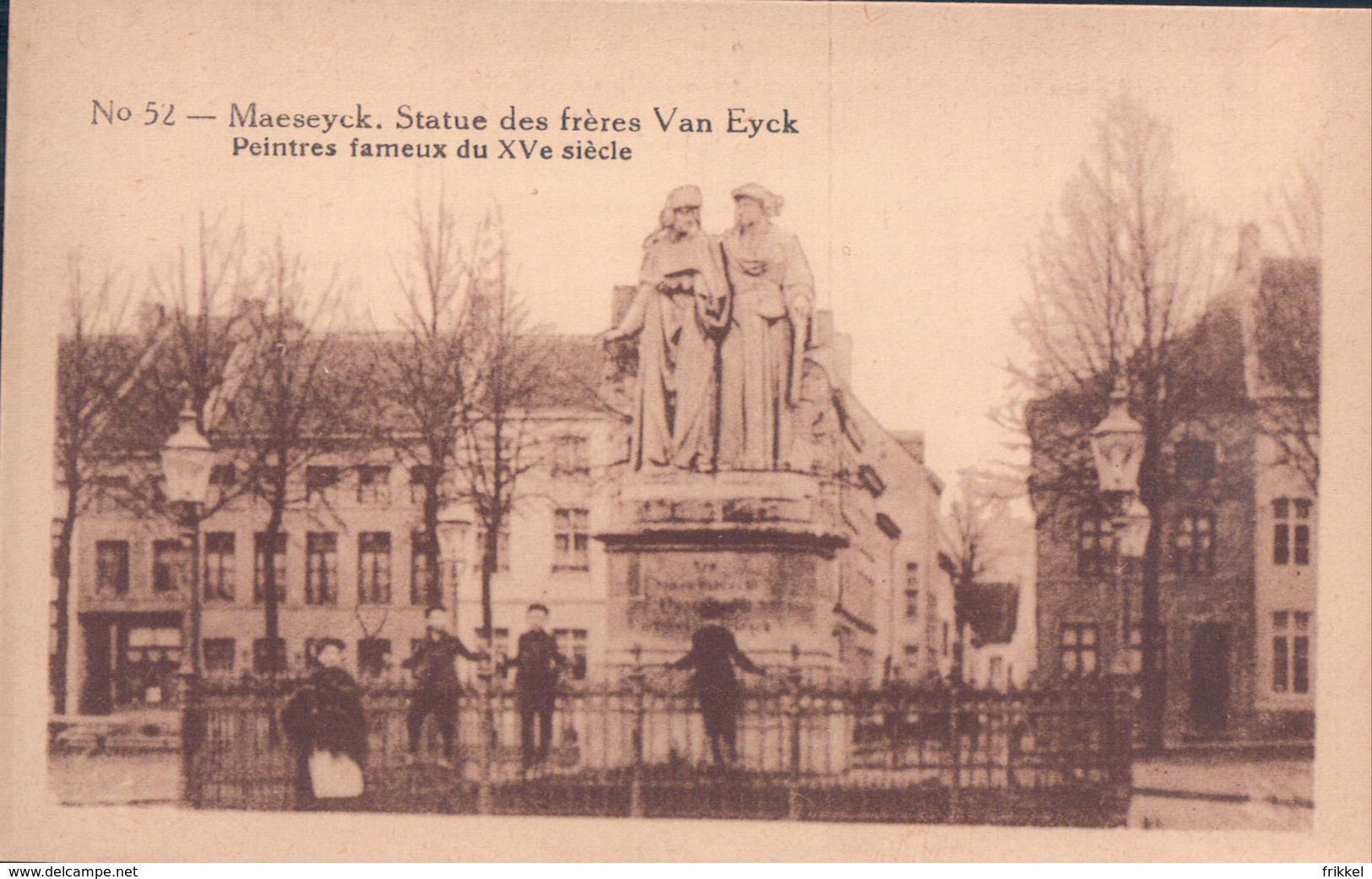 Maaseik Maeseyck Statue Des Frères Van Eyck Erekaart Carte D'honneur (7 X 12 Cm !!!) Edit U.C. Liège - Maaseik