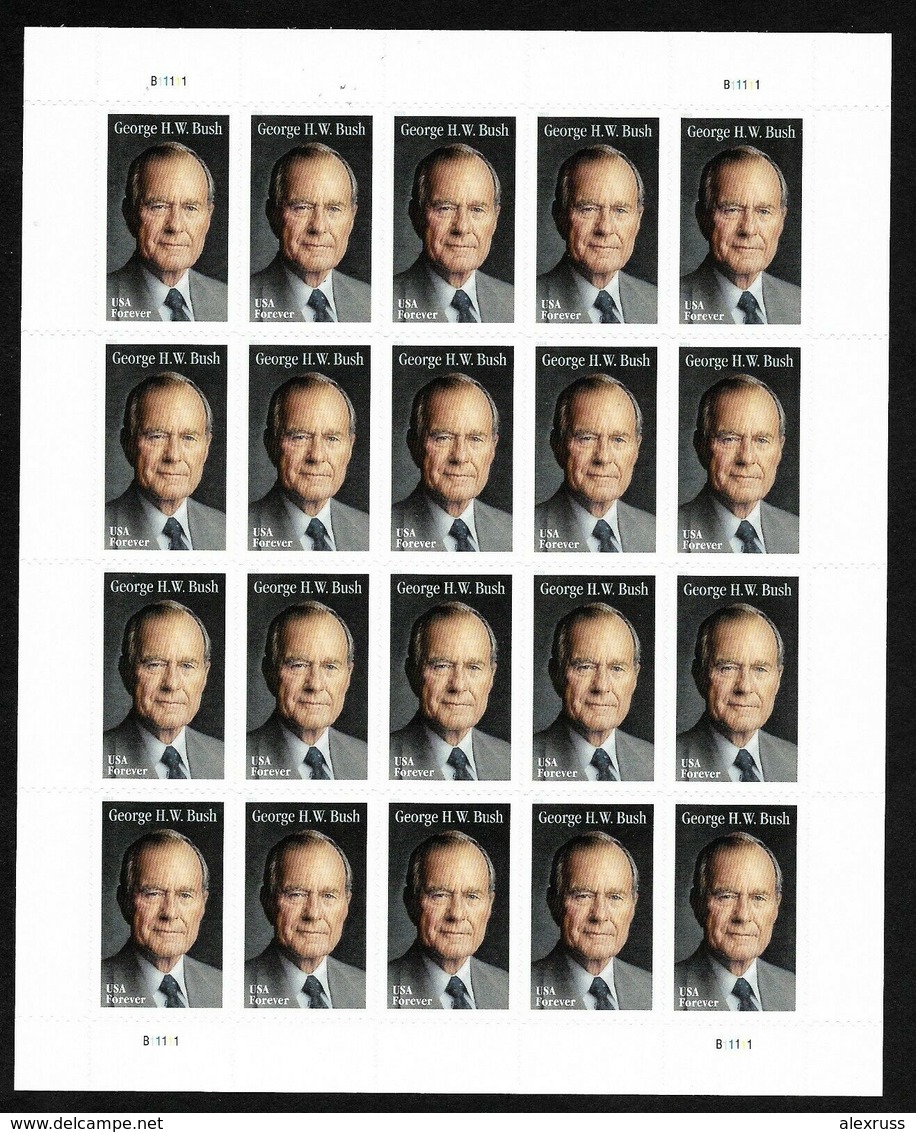 Scott # 5393, George H.W. Bush, 2019 Issue, VF MNH Sheet Of 20 Forever Stamps. - Feuilles Complètes