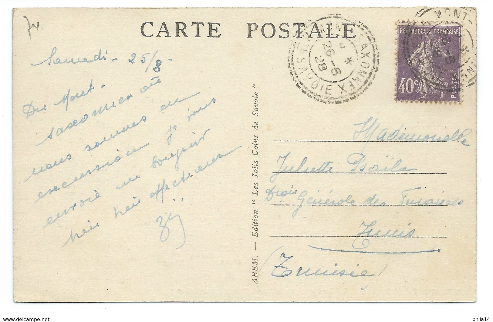 CPA MONT SAXONNEX / LE BOURGEAL ET LE MONT BARGY / 1928 / SAVOIE - Sonstige & Ohne Zuordnung