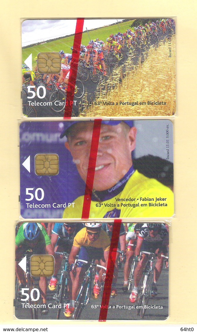 SERIE OF 3 CHIPCARD PORTUGAL 63°VOLTA A PORTUGAL EM BICICLETA - EX: 3.000 - MINT/SEALED - Portugal