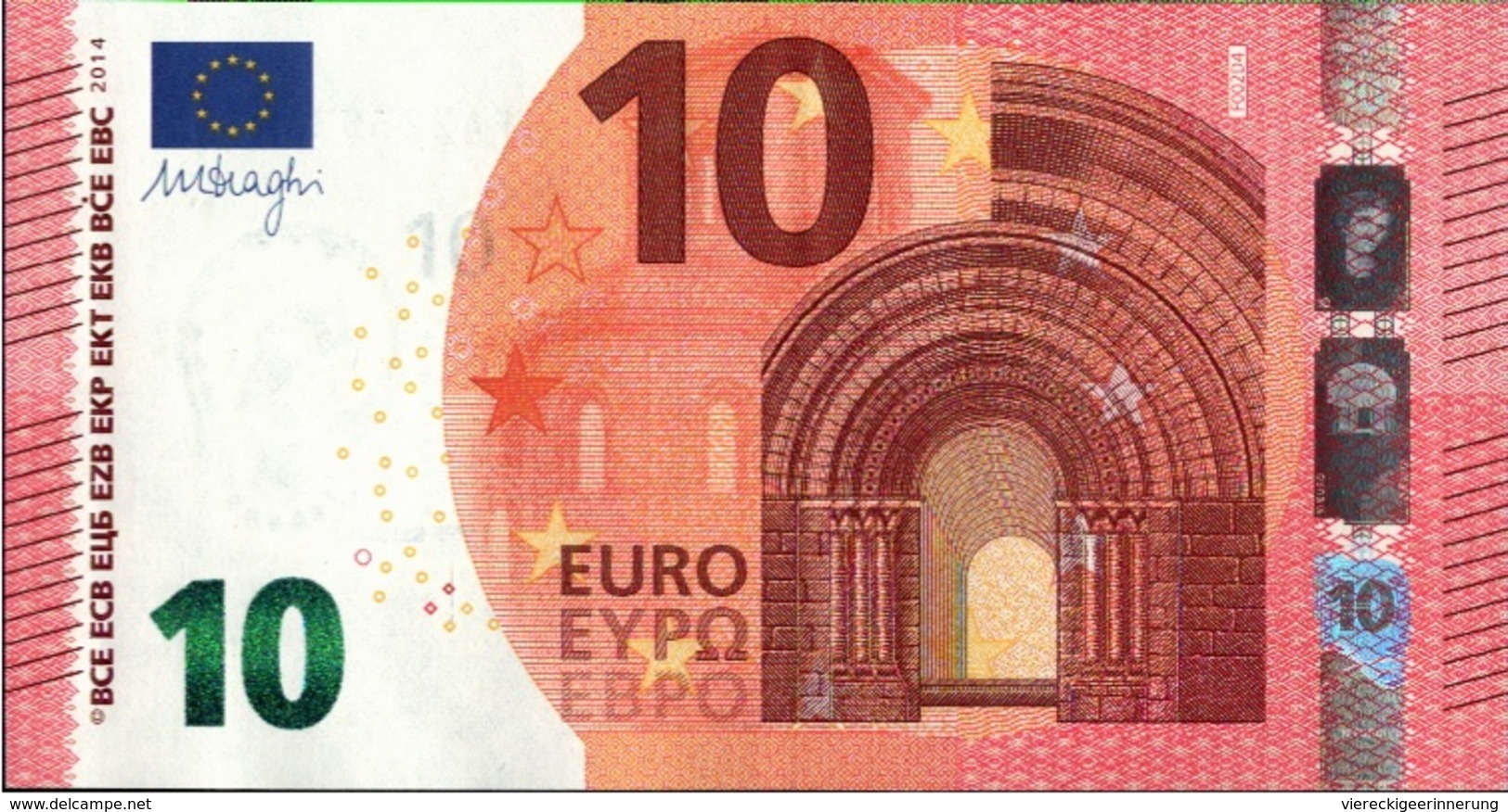 ! 10 Euro Currency, Money, Geldschein, Banknote , F002D4, Mario Draghi, EZB, ECB, Europäische Zentralbank - 10 Euro