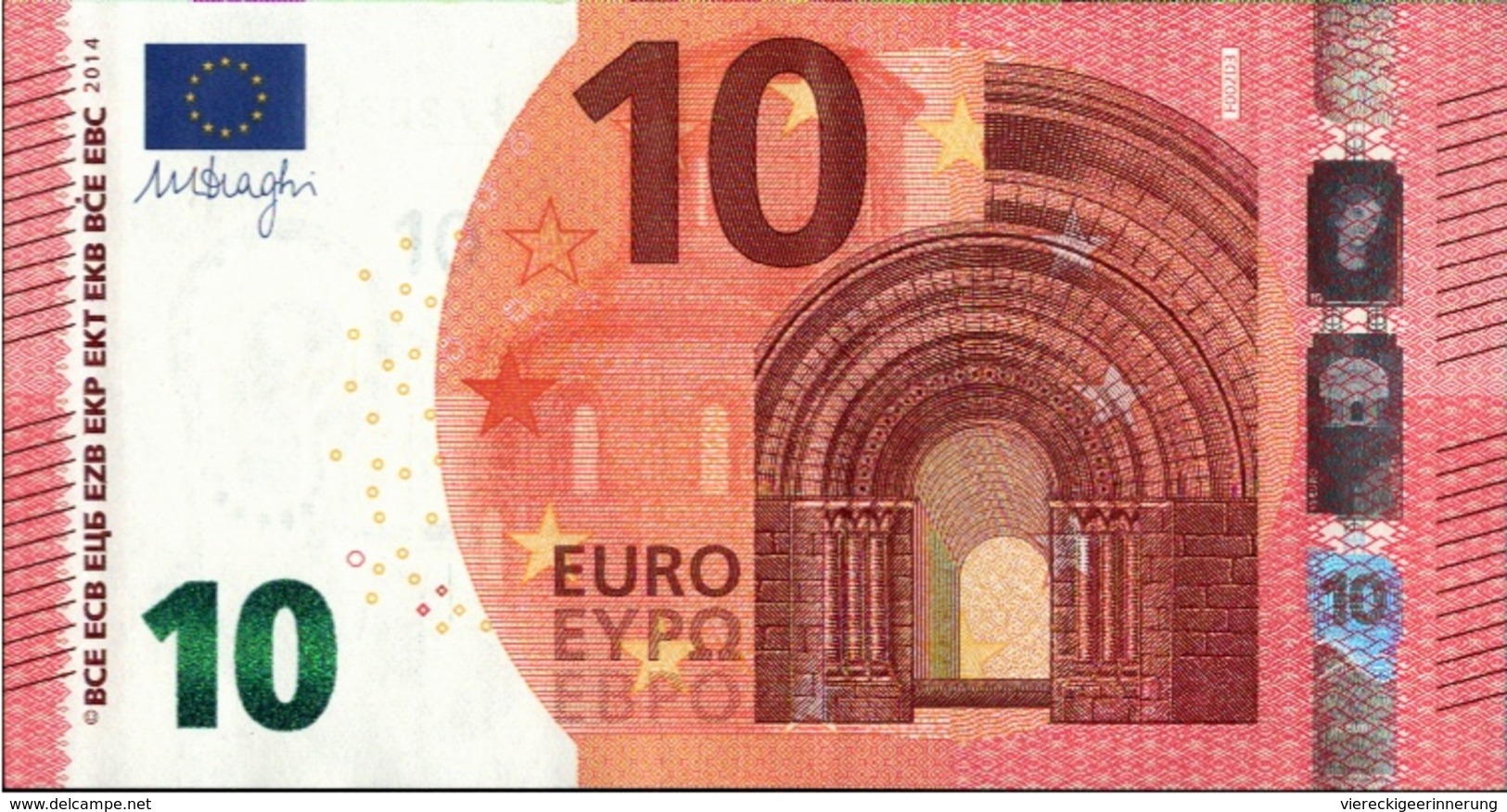 ! 10 Euro Currency, Money, Geldschein, Banknote , F002D3, Mario Draghi, EZB, ECB, Europäische Zentralbank - 10 Euro