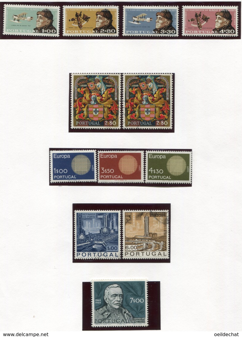 13511 PORTUGAL Collection Vendue Par Page N°1065/8, 1070, 1073/5, 1076, 1079, 1082 **/*/ ° 1969-70  TB/TTB - Collezioni