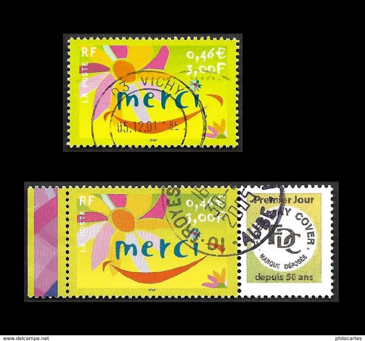 FRANCE  2000 - YT 3379 Et 3433 -  Merci - Oblitérés - Oblitérés