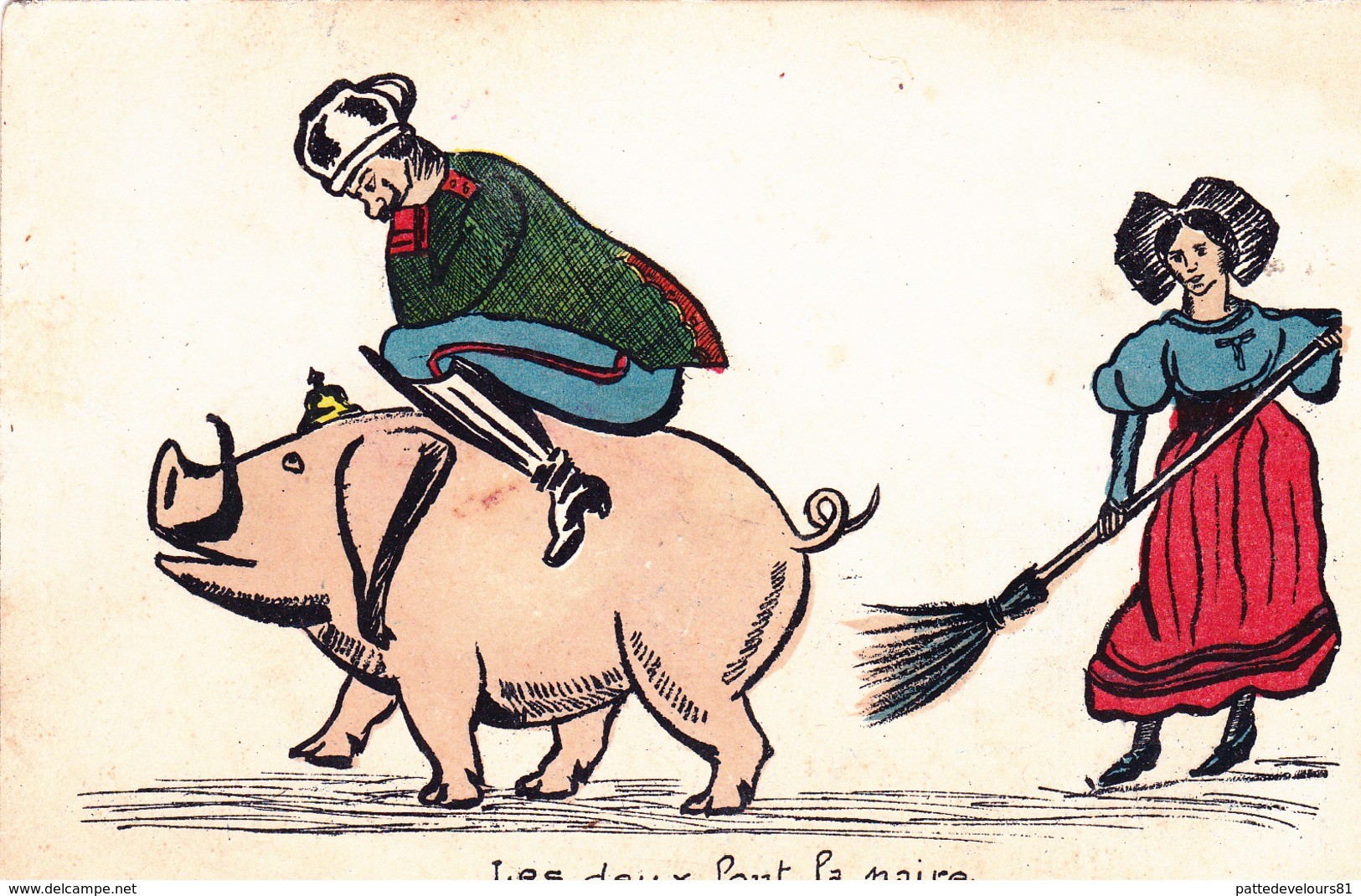 CPA Caricature Satirique Guerre 14 Anti-Kaïser Anti-Guillaume II Patriotique Cochon Porc Pig Illustrateur  (2 Scans) - Humoristiques