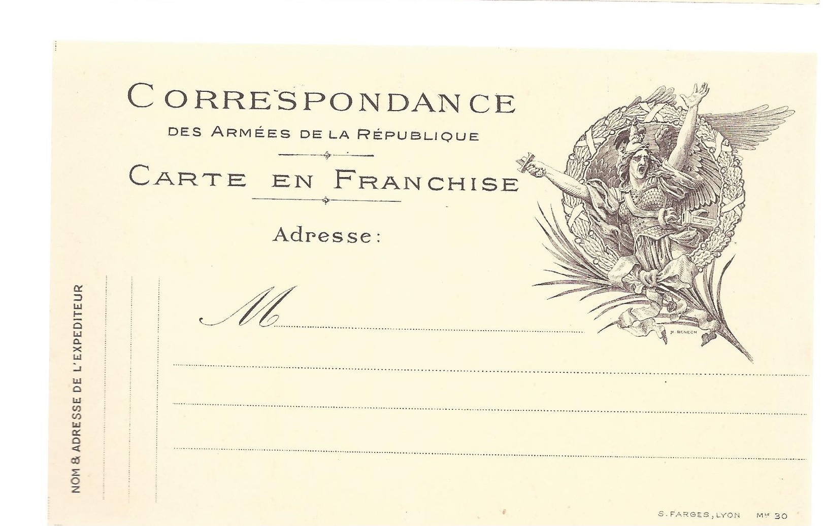 CARTE EN FRANCHISE MILITAIRE  - MODELE RARE- NON ECRITE - TRES BON ETAT - Briefe U. Dokumente