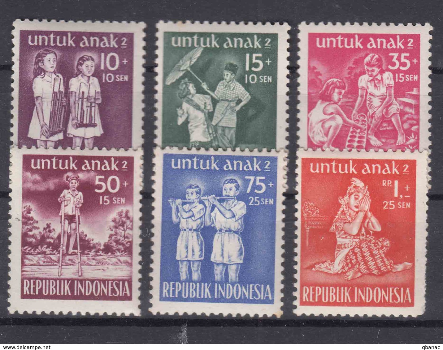 Indonesia 1954 Children Mi#128-133 Mint Never Hinged - Indonesië