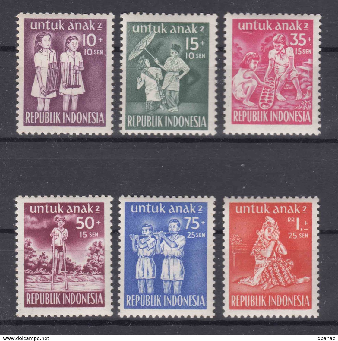 Indonesia 1954 Children Mi#128-133 Mint Never Hinged - Indonesië