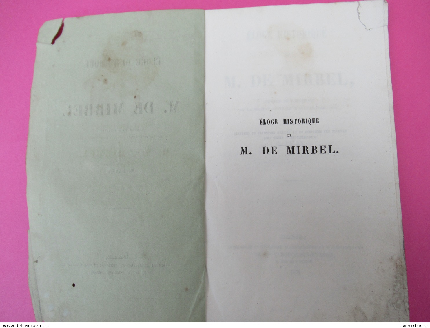 Livre/Botanique/Eloge Historique De M De MIRBEL/Membre De L'Institut/  M Payen /1858  MDP103 - 1801-1900