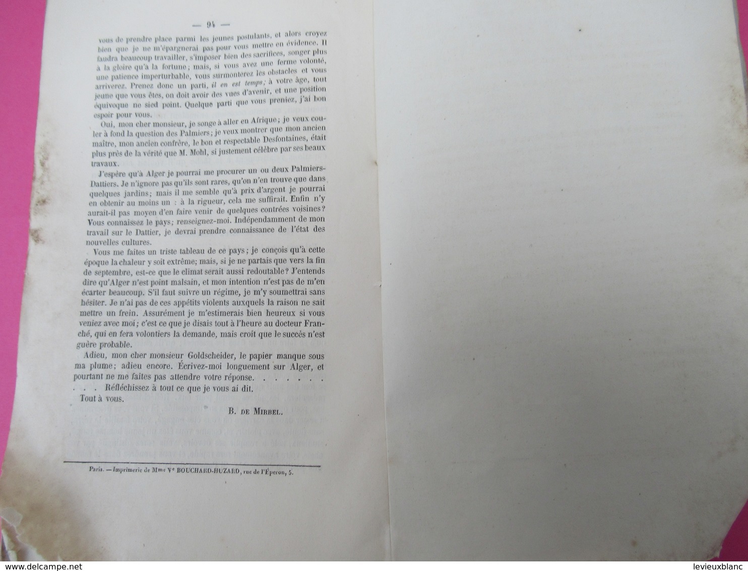 Livre/Botanique/Eloge historique de M de MIRBEL/Membre de l'Institut/  M Payen /1858  MDP103