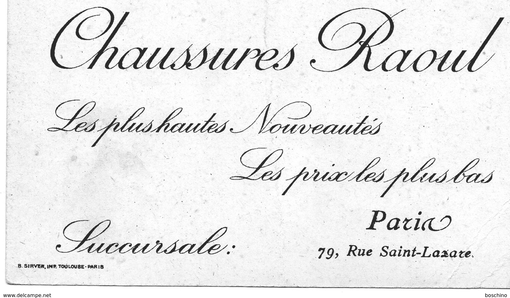 Carte Publicité Chaussures Raoul - Dessin " La Nenette " - Publicité