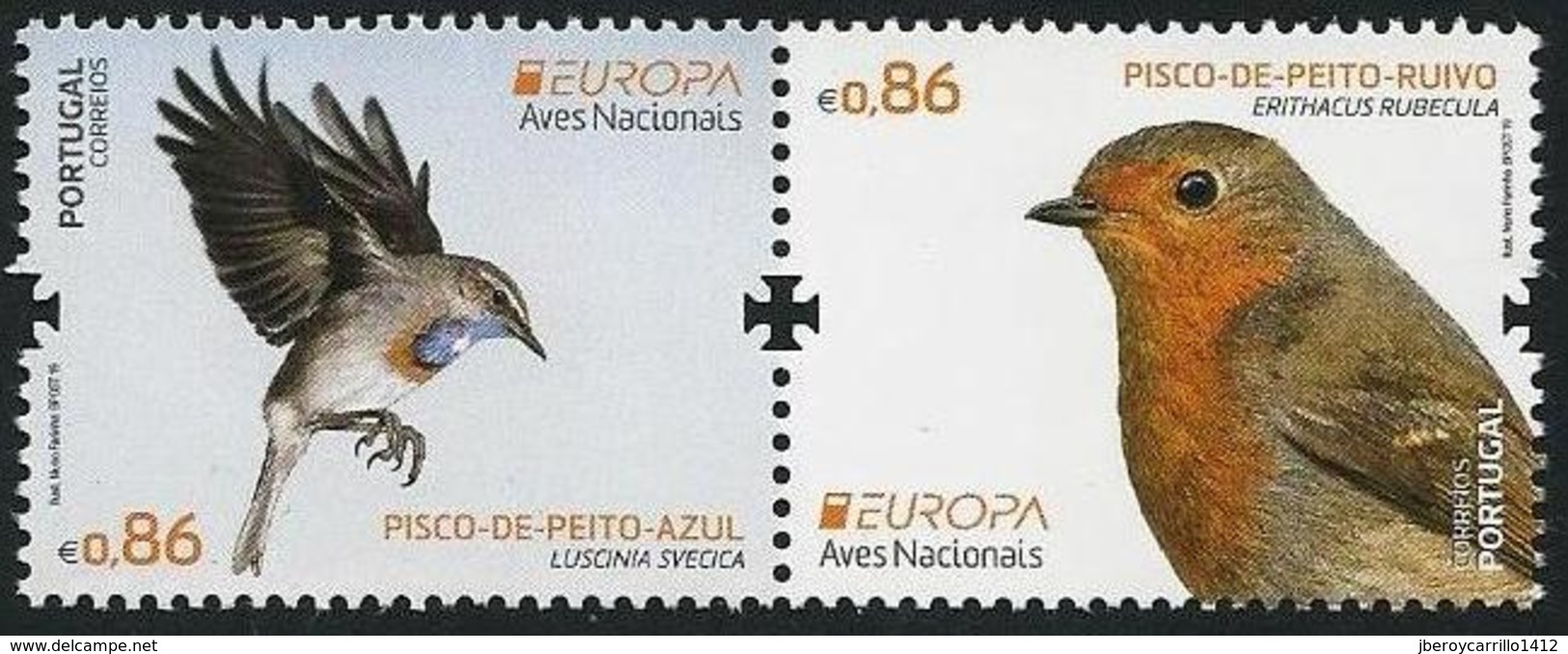 PORTUGAL  - EUROPA 2019.- "AVES -BIRDS -VÖGEL-OISEAUX"-  SELLOS  De La  HOJITA BLOQUE - 2019