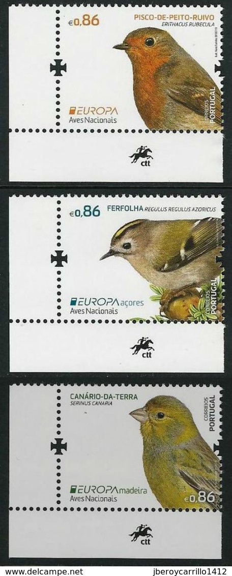 PORTUGAL / AZORES/AÇORES / MADEIRA/MADERA  - EUROPA 2019.- "AVES -BIRDS -VÖGEL-OISEAUX"-  TRES SERIES CH - 2019