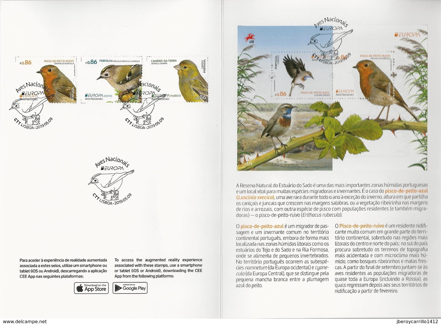 PORTUGAL / AZORES/AÇORES / MADEIRA/MADERA- EUROPA 2019.- "AVES -BIRDS -VÖGEL-OISEAUX"- FOLDER - 2019