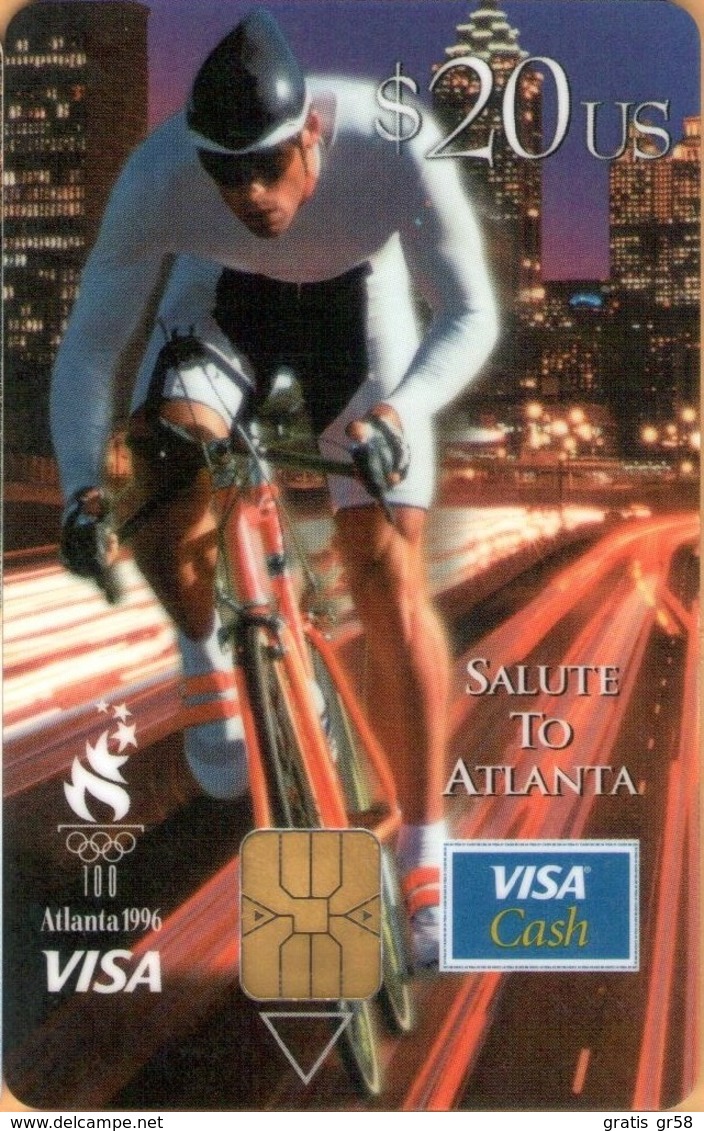 USA - Bank Card, PrePaid Card › Wachovia, Visa, Salute To Atlanta, Cycling, 20$, 1992, Used - Cartes De Crédit (expiration Min. 10 Ans)