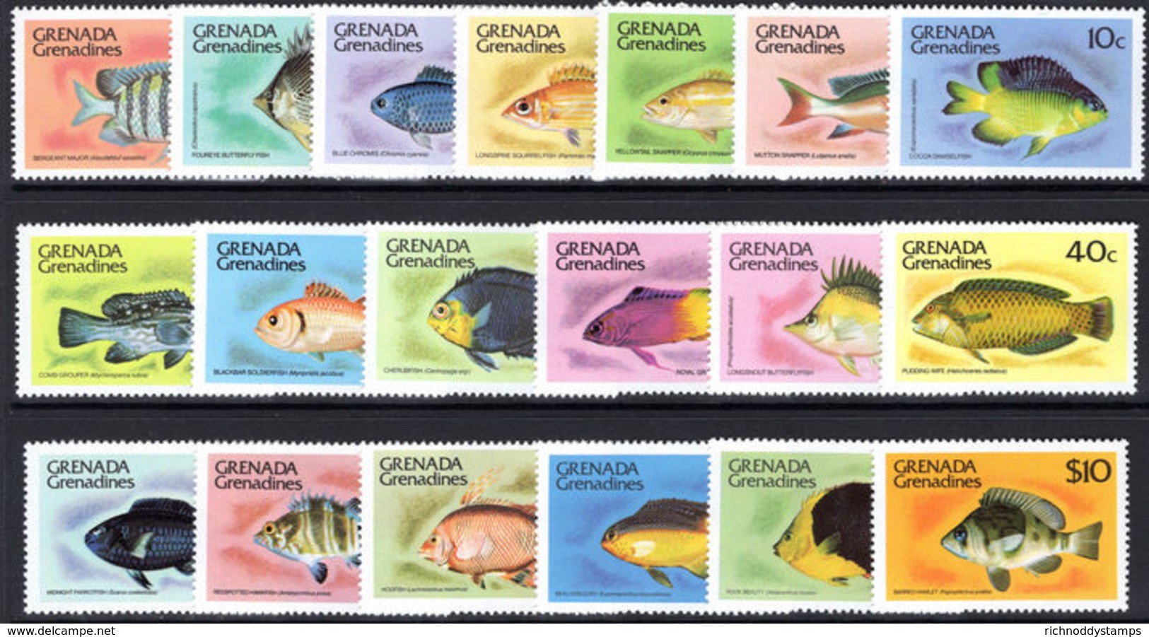 Grenada Grenadines 1980-87 Fishes, No Imprint Unmounted Mint. - Grenada (1974-...)