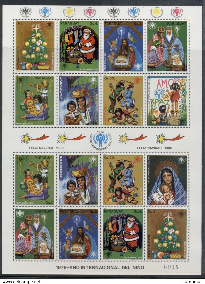 Paraguay 1980 IYC International Year Of The Child Xmas Sheetlet MUH - Paraguay