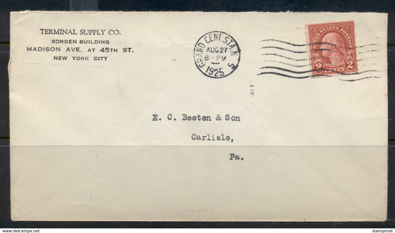 USA 1922-38 Fourth Bureau Washington 2c Terminal Supply CC, Grand Central Stn. 1925 Cover - Covers & Documents