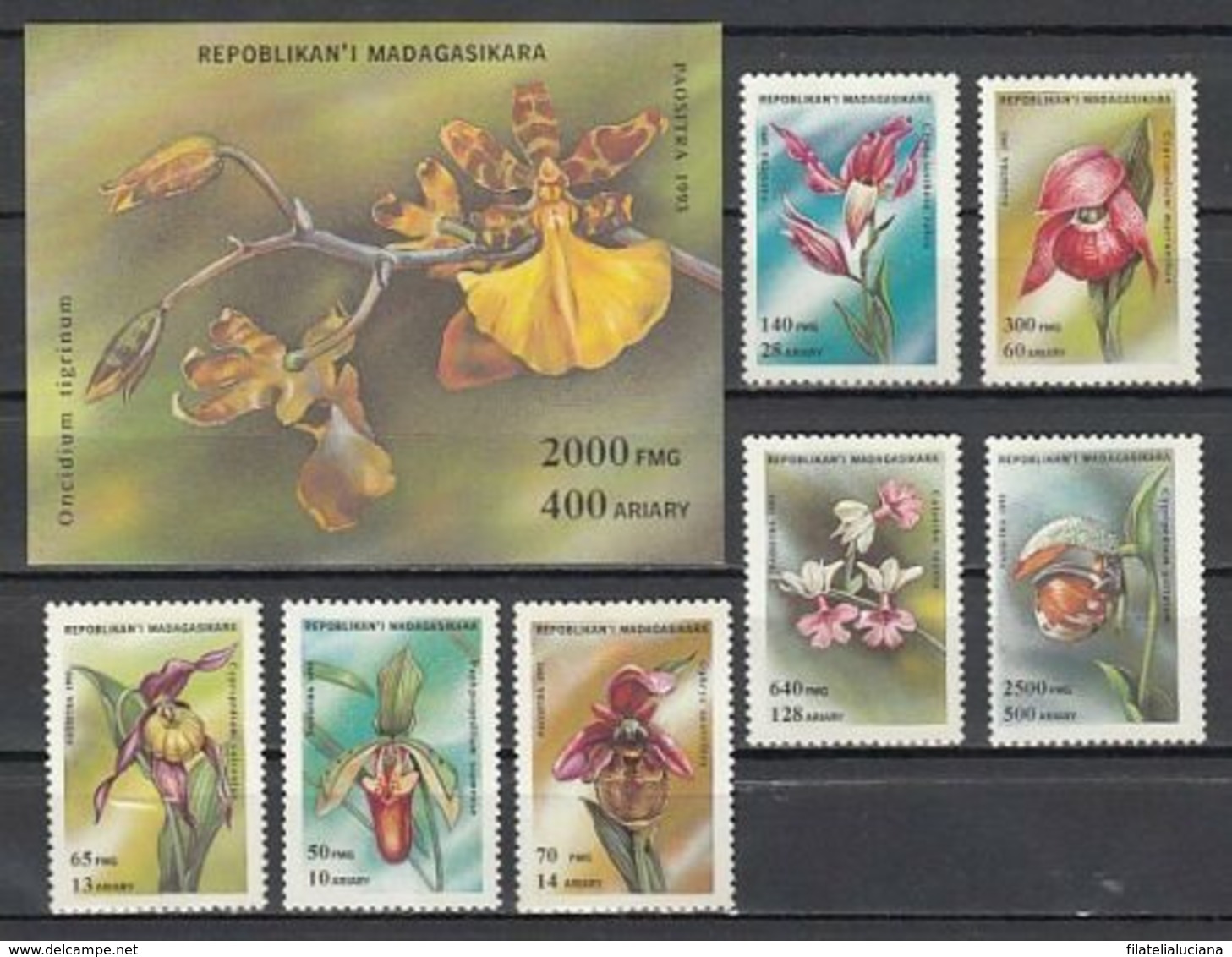 Madagascar 1993 Orchids Sc 1272-1279 Complete Set Mint Never Hinged - Orchidee