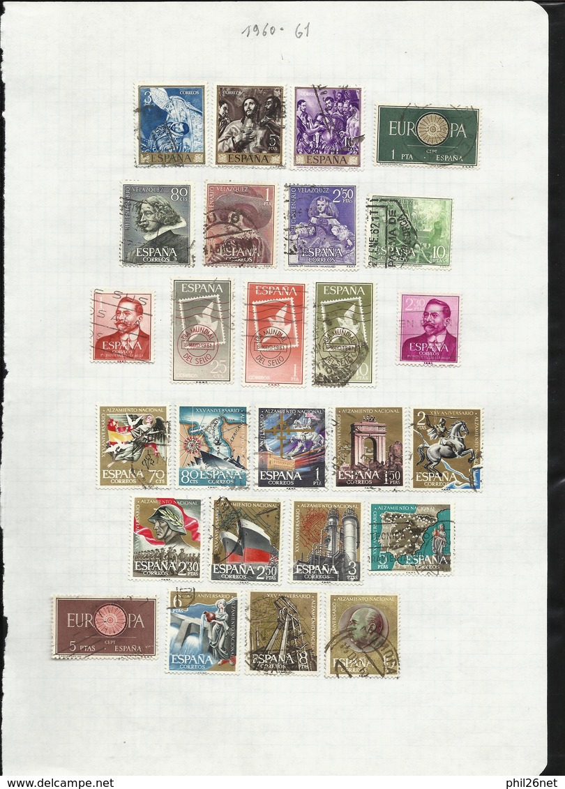 Espagne  de 1889  à  1971  quasiment complet Poste ,P.A. ... Oblitérés B/TB Cachets TB  introuvable !  Braderie !!