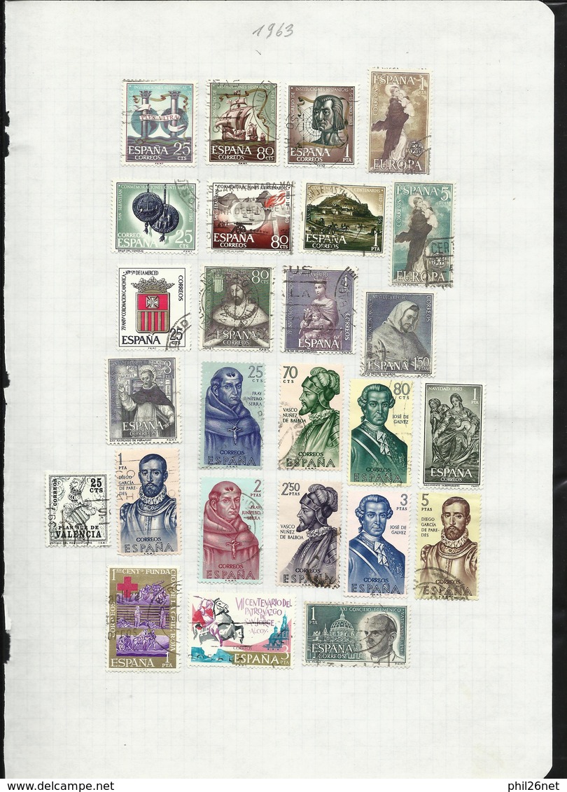 Espagne  de 1889  à  1971  quasiment complet Poste ,P.A. ... Oblitérés B/TB Cachets TB  introuvable !  Braderie !!