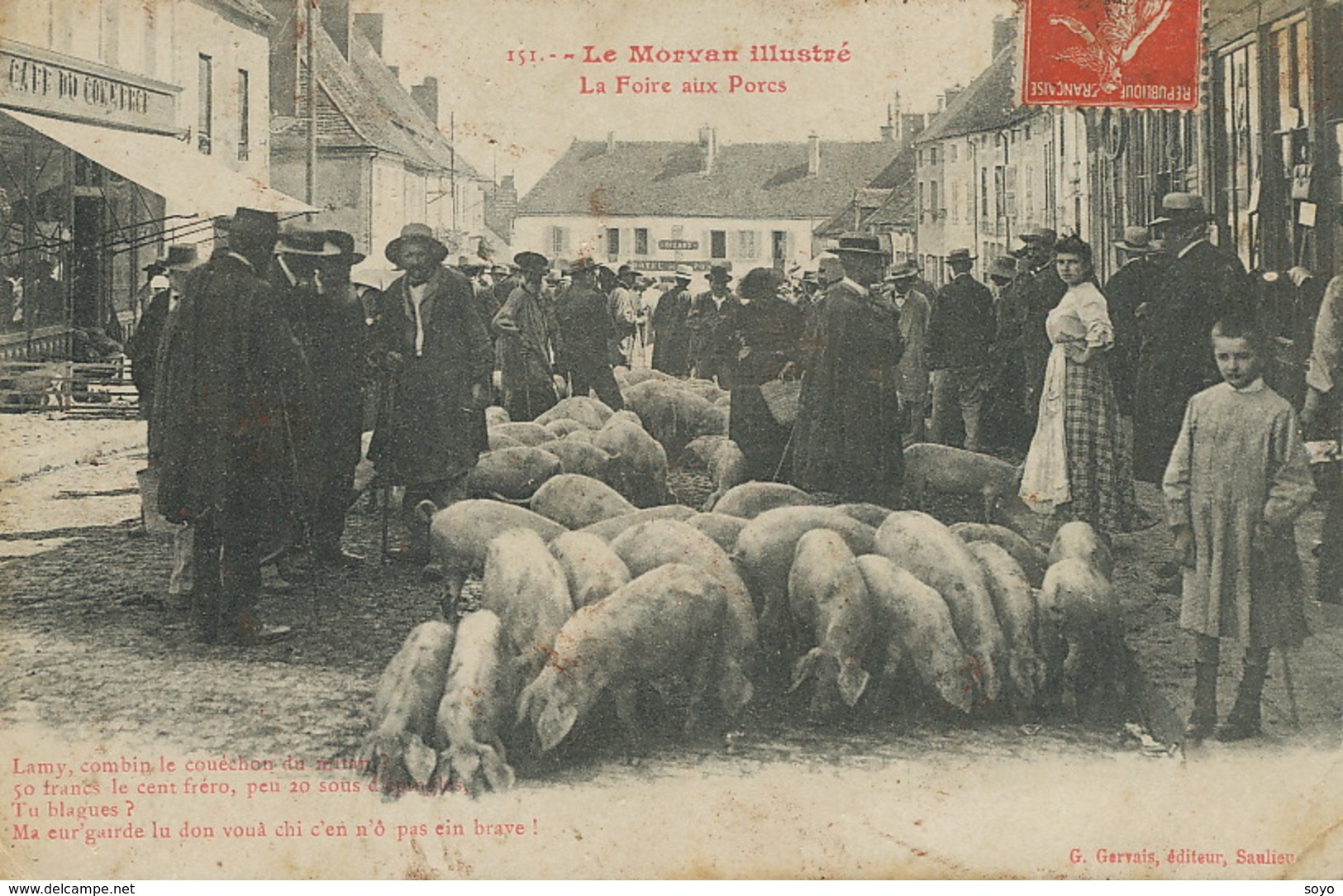 Foire Aux Porcs Elevage  En Morvan Saulieu Leger Pli - Fairs