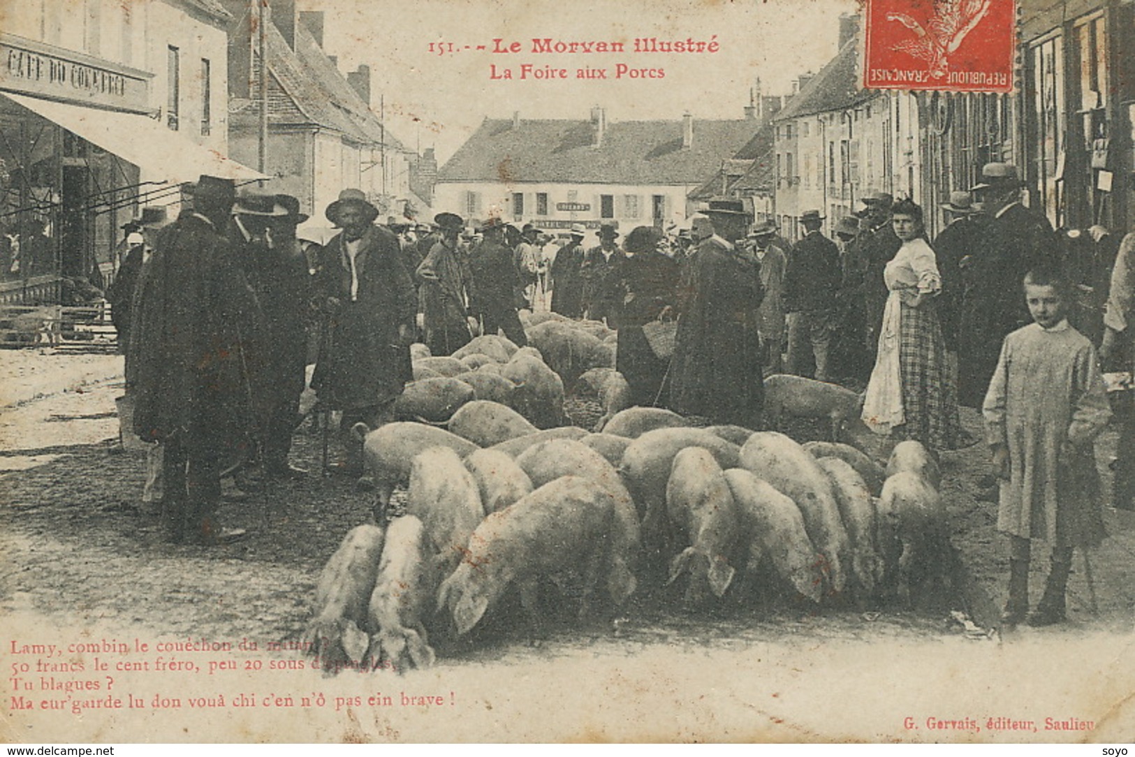 Foire Aux Porcs Elevage  En Morvan Saulieu Leger Pli - Foires