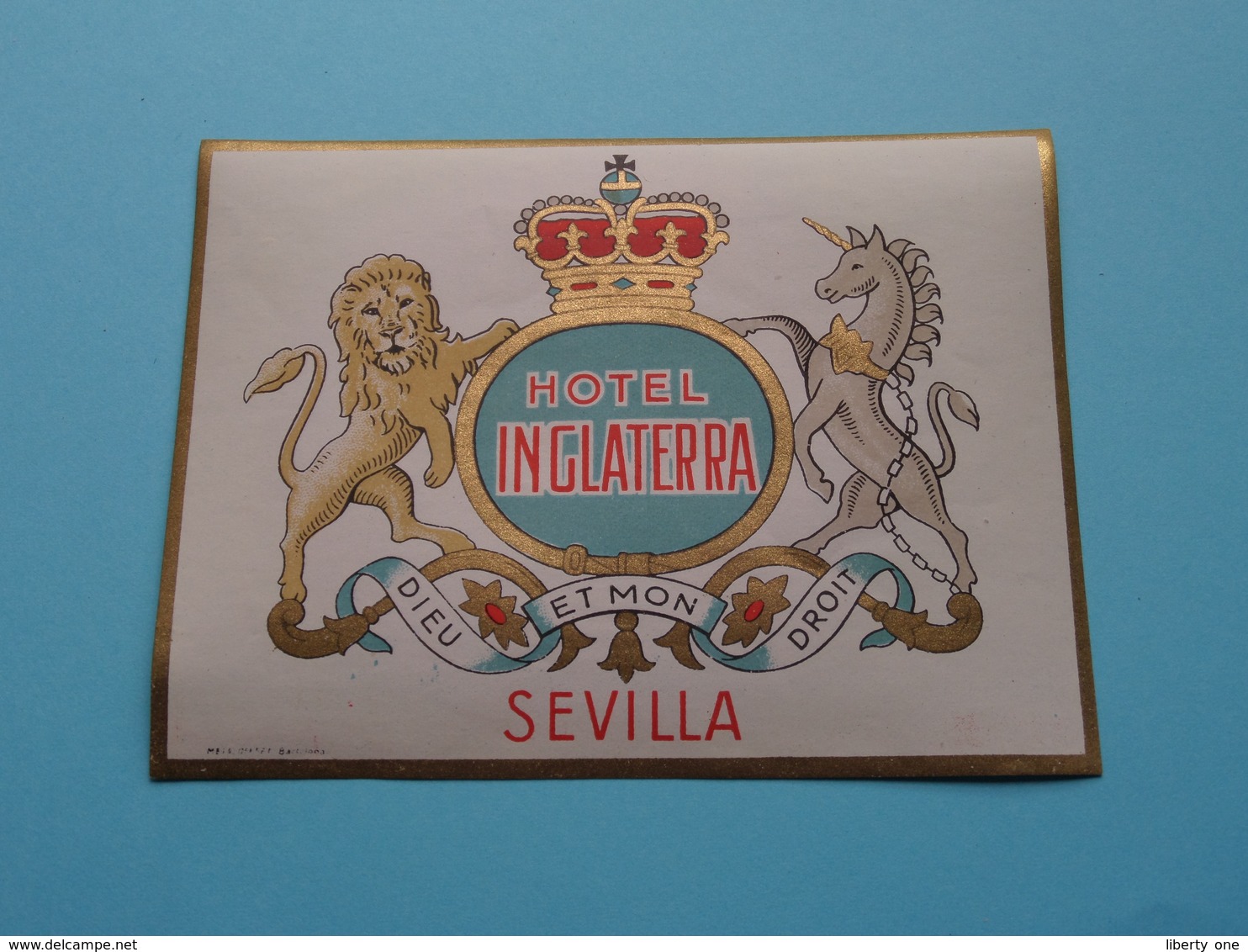 Hotel INGLATERRA > SEVILLA (format +/- 12 X 9 Cm.) > ( Imp......) > Detail Zie/voir Photo ! - Etiquettes D'hotels