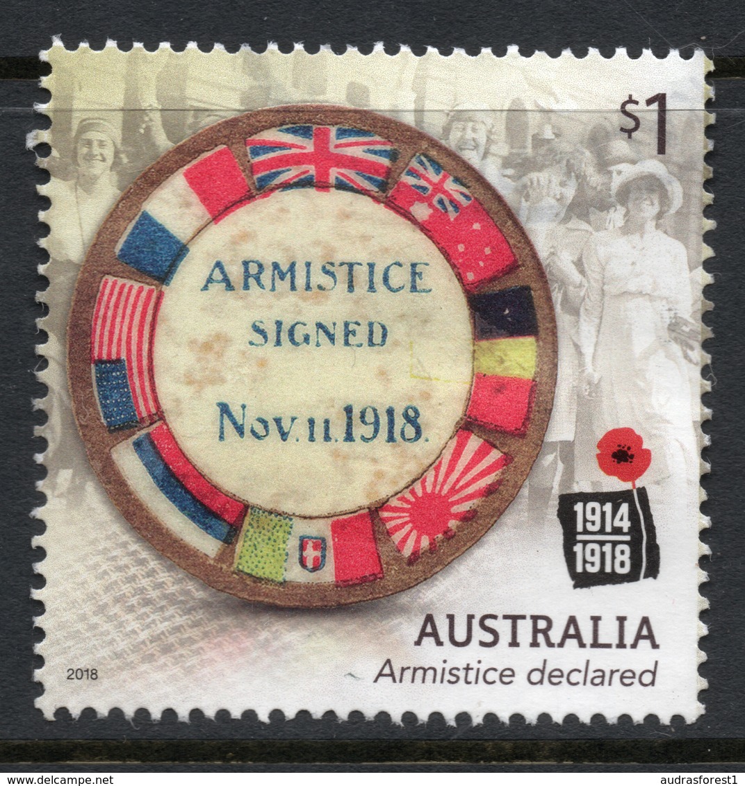 2018 AUSTRALIA Armistice Signed In 1918 VERY FINE POSTALLY USED $1 Sheet Stamp - Used Stamps