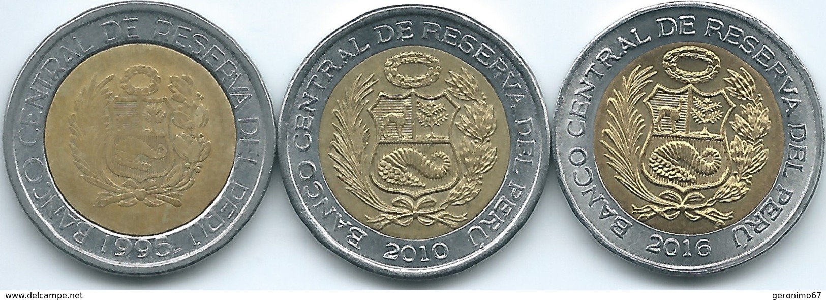 Peru - 2 Nuevos Soles - 1995 (KM313) 2010 (KM343) & 2016 (KM401) - Peru