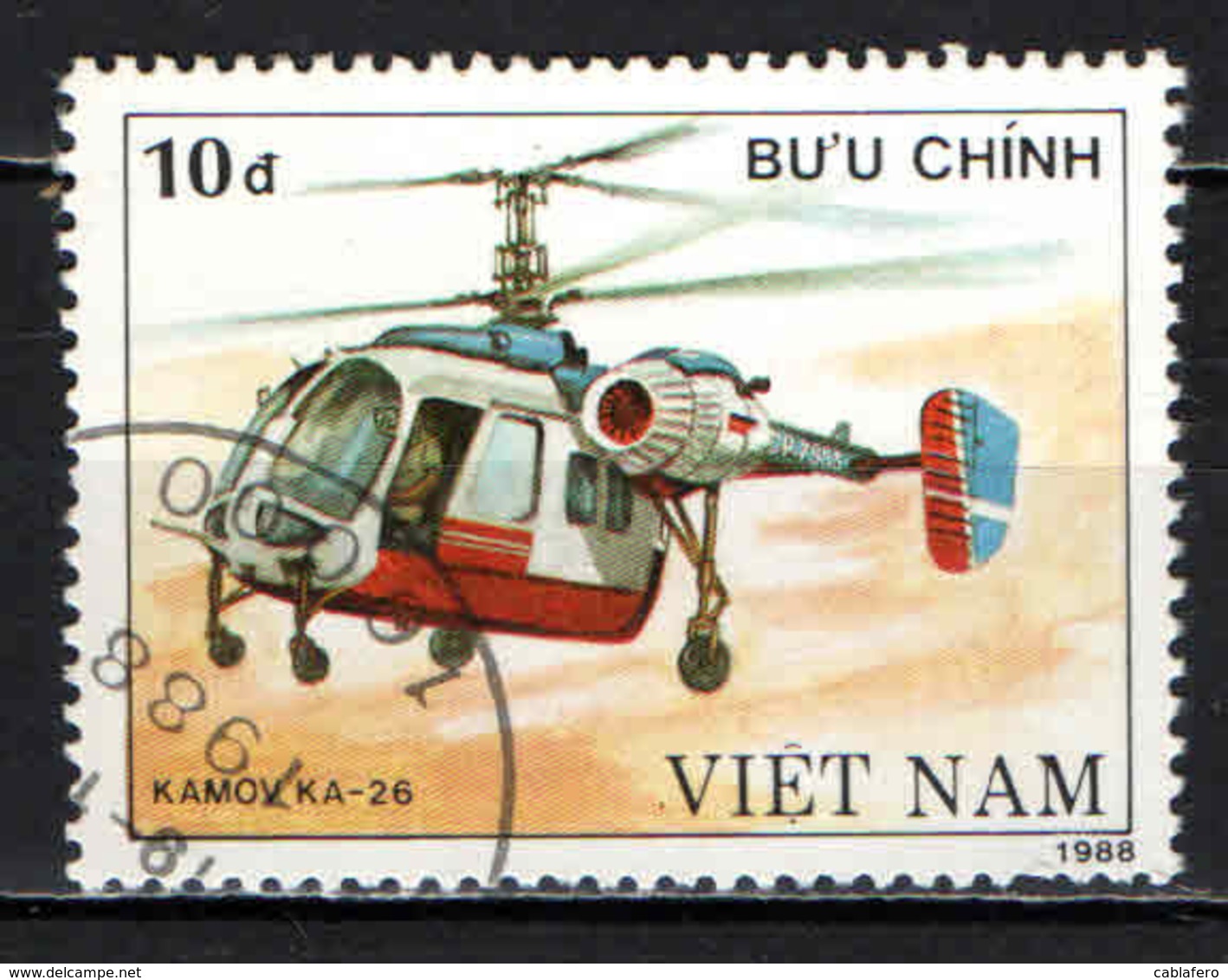 VIETNAM - 1989 - ELICOTTERO - HELICOPTER - USATO - Vietnam