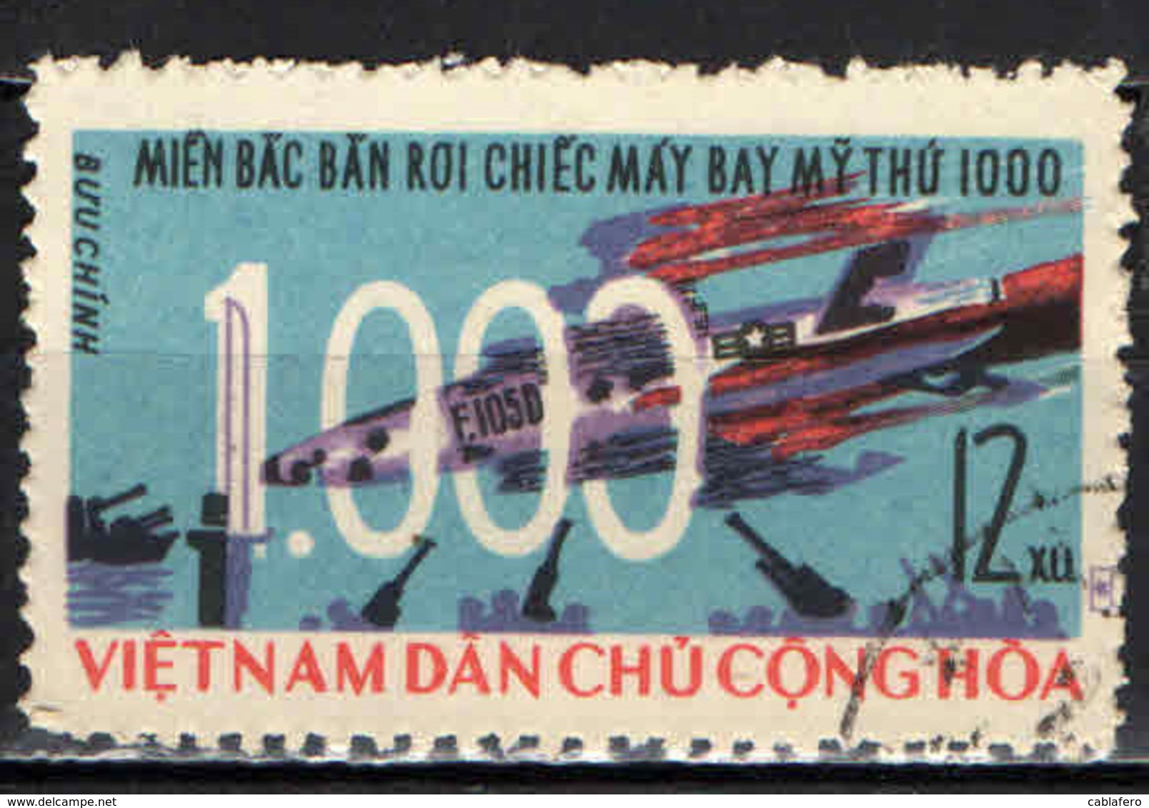 VIETNAM DEL NORD - 1966 - 1000 AEROPLANI AMERICANI ABBATTUTI - USATO - Vietnam